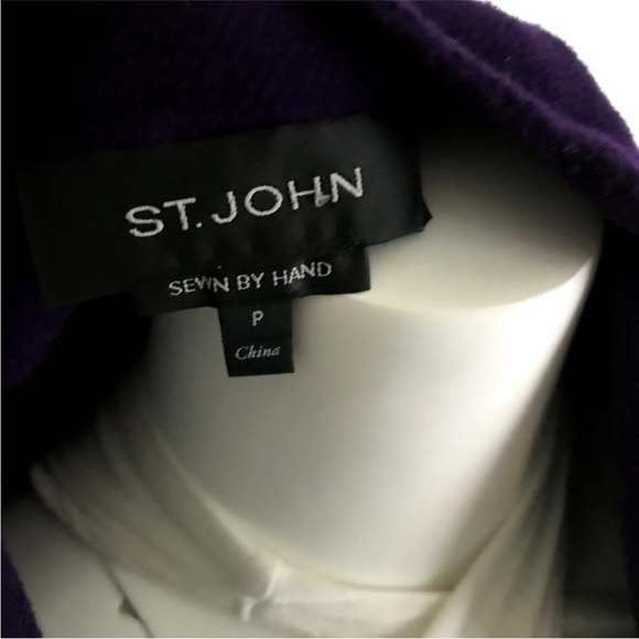 St. John Hand Sewn Coat Wool Blend Sz P Purple Patch Pockets - Picture 3 of 13